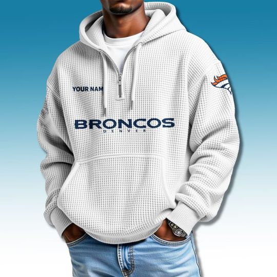 Discover Broncos Waffle Quarter Zip Hoodie