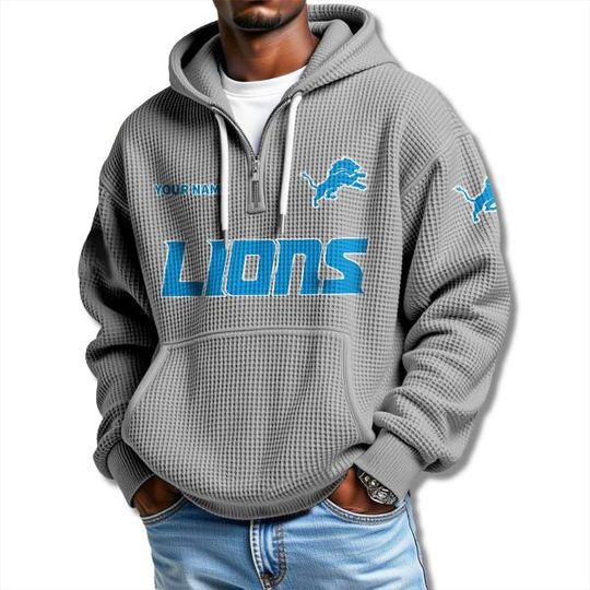Detroit Lions Quarter Zip Waffle Hoodie