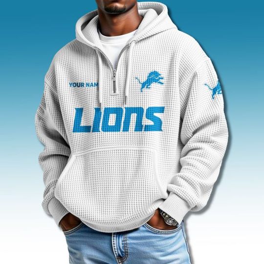 Detroit Lions Quarter Zip Waffle Hoodie