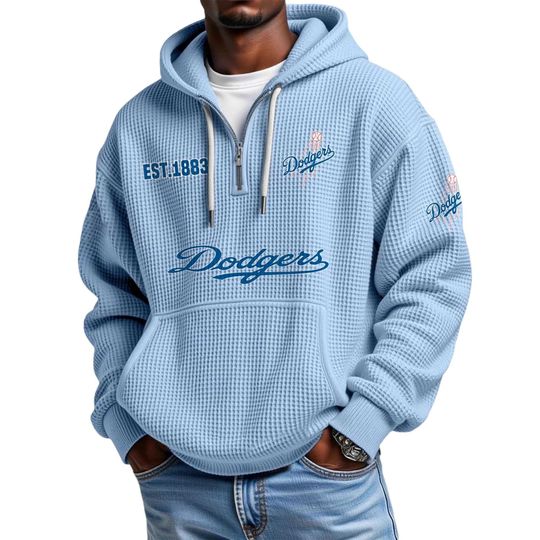 Dodgers EST 1883 Quarter Zip Waffle Hoodie