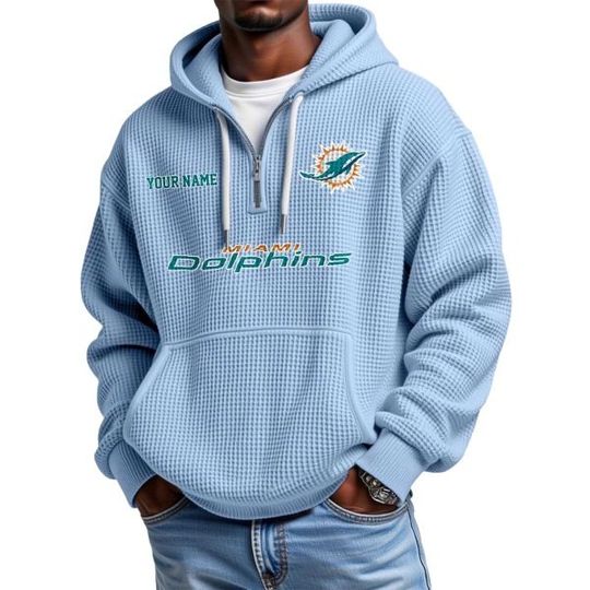 Discover Dolphins Personalized Quarter Zip Waffle Hoodie