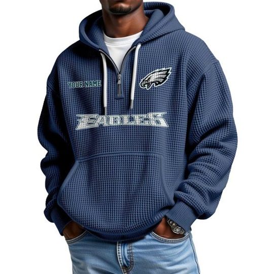 Discover Eagles Personalized Quarter Zip Waffle Hoodie