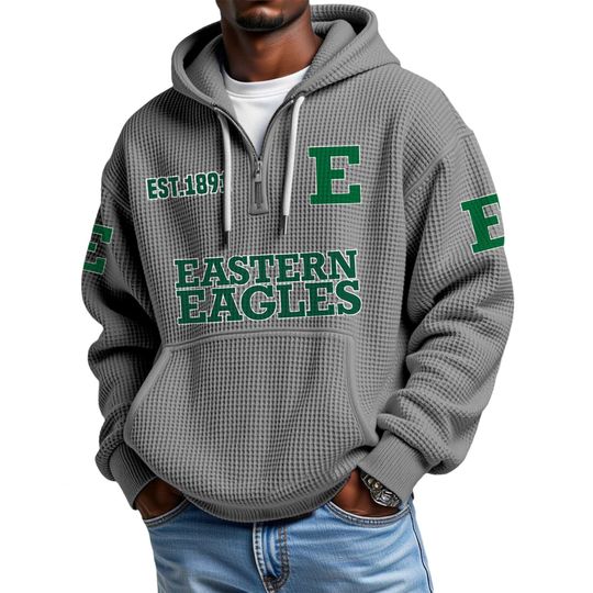 Discover Eastern Eagles EST 1891 Quarter Zip Waffle Hoodie