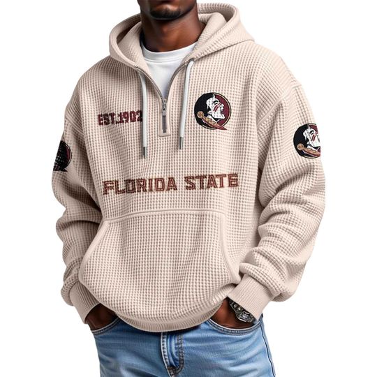 Discover Florida State EST 1902 Quarter Zip Waffle Hoodie