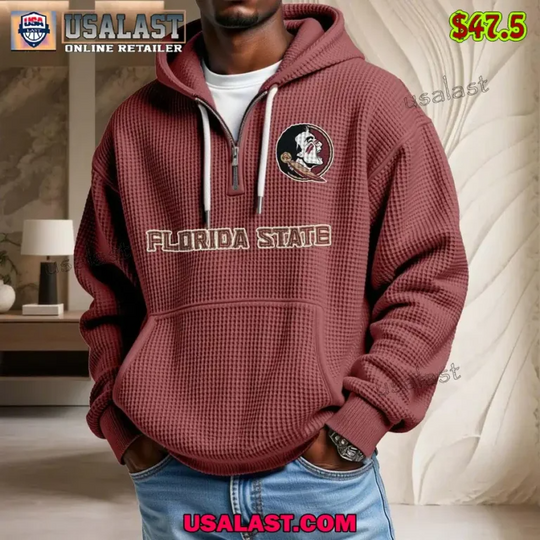 Florida State Seminoles Waffle Half Zip Hoodie, Gift For Him, Men Hoodie