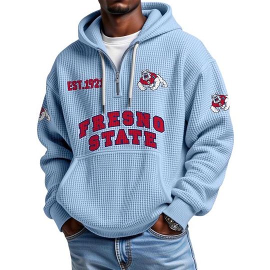 Discover Fresno State EST 1921 Quarter Zip Waffle Hoodie