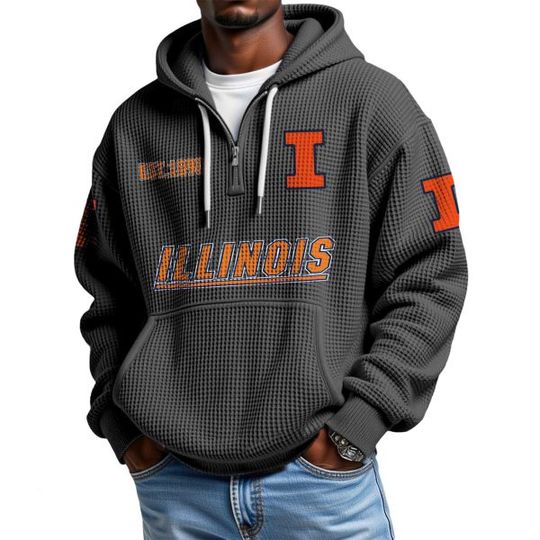 Illinois EST 1890 Quarter Zip Waffle Hoodie