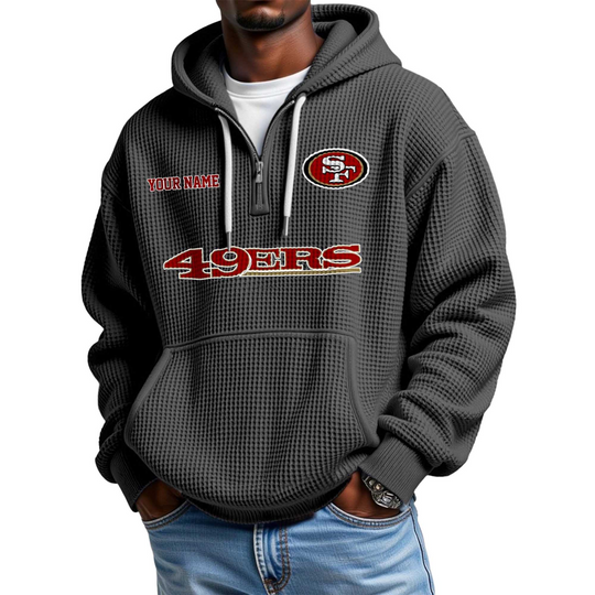 49ers Personalized Quarter Zip Waffle Hoodie