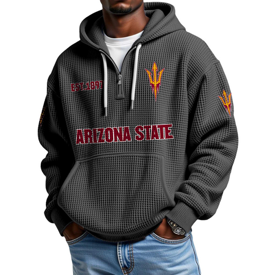 Discover Arizonna State EST 1897 Quarter Zip Waffle Hoodie