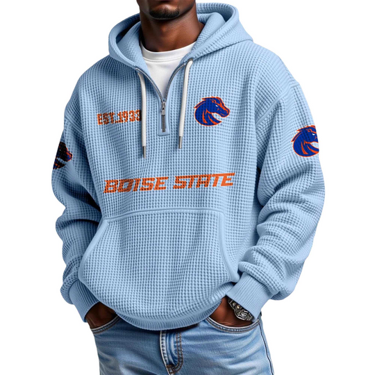 Boise State Quarter Zip Waffle Hoodie