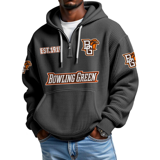 Discover Bowling Green EST 1919 Quarter Zip Waffle Hoodie