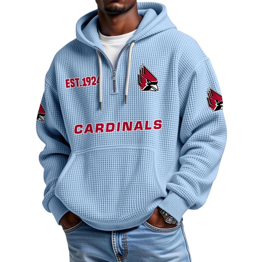Discover Cardinals EST 1924 Quarter Zip Waffle Hoodie
