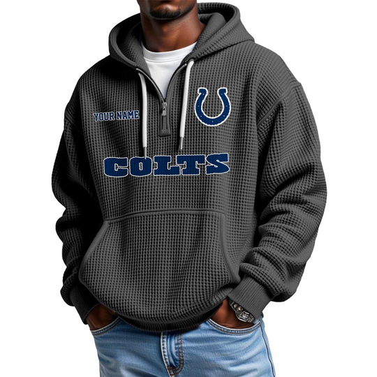 Colts Personalized Quarter Zip Waffle Hoodie