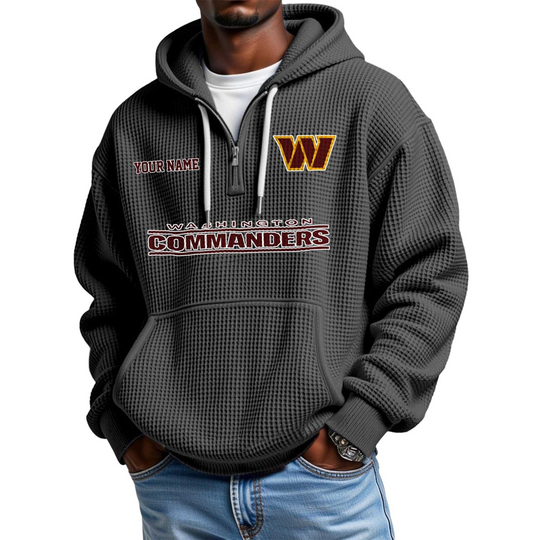 Discover Commanders Personalized Quarter Zip Waffle Hoodie