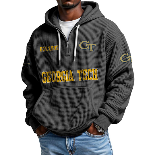 Discover Georgia Tech EST 1892 Quarter Zip Waffle Hoodie