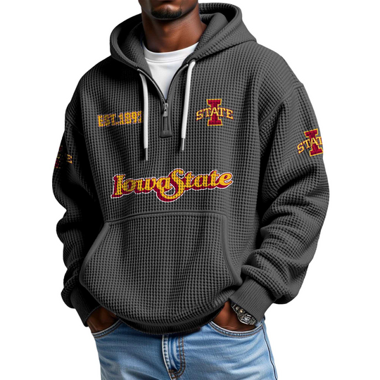 Discover Iowa State EST 1892 Quarter Zip Waffle Hoodie