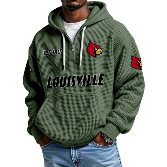 Discover Louisville EST 1912 Quarter Zip Waffle Hoodie