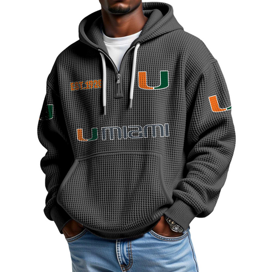 Discover Miami EST 1926 Quarter Zip Waffle Hoodie