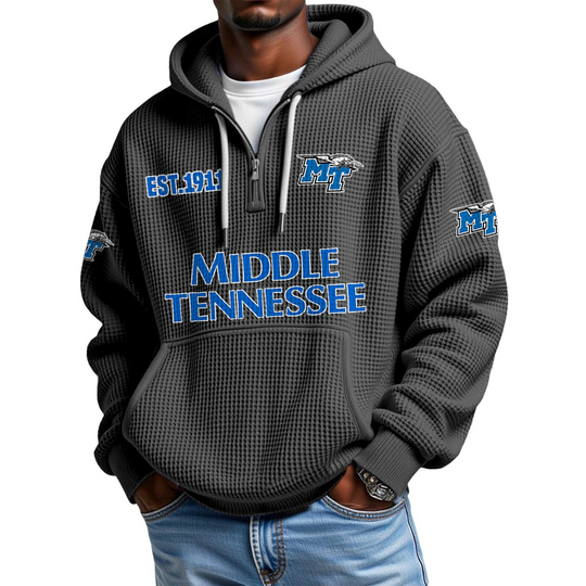 Discover Middle Tennessee EST 1911 Quarter Zip Waffle Hoodie