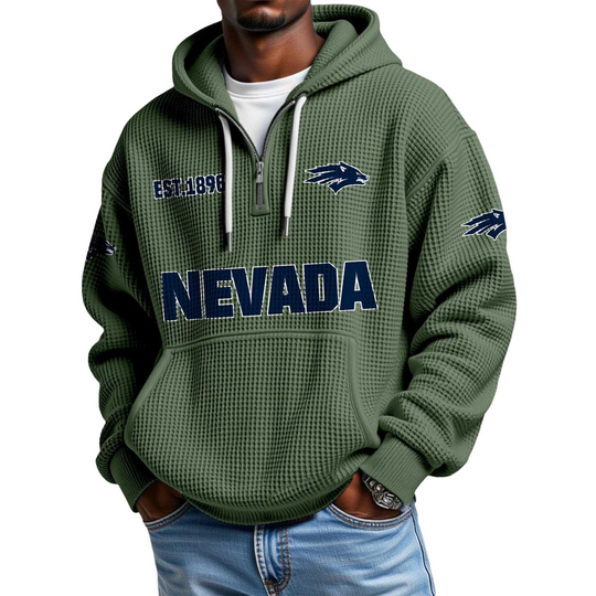 Discover Nevada EST 1896 Quarter Zip Waffle Hoodie