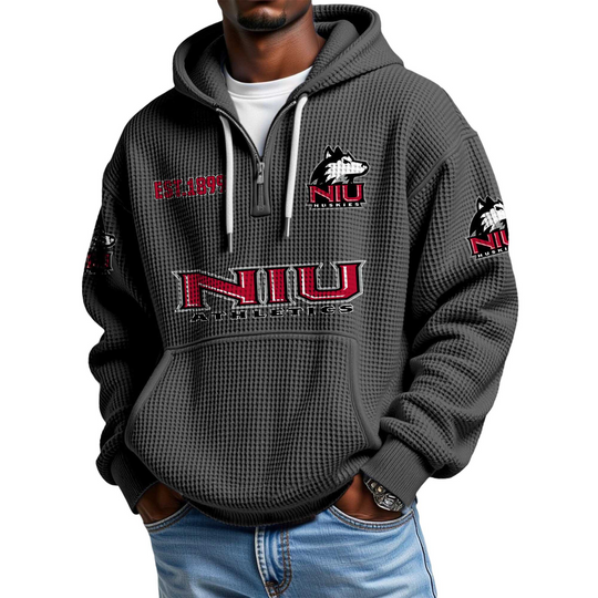 Discover Northern Illinois Huskies EST 1899 Quarter Zip Waffle Hoodie