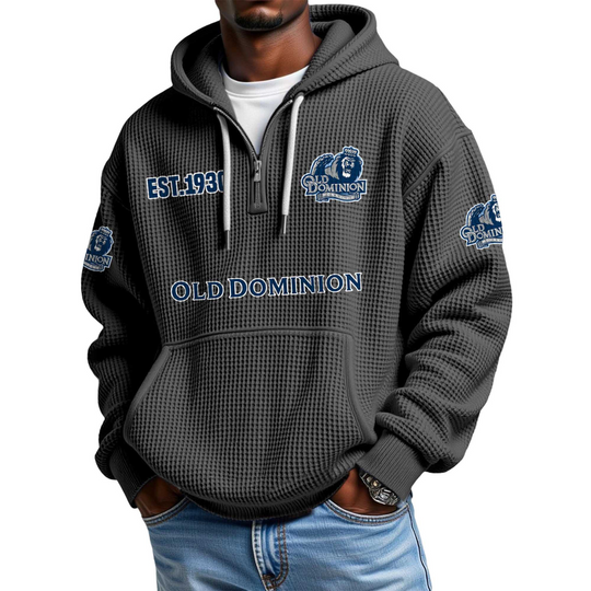 Discover Old Dominion EST 1930 Quarter Zip Waffle Hoodie