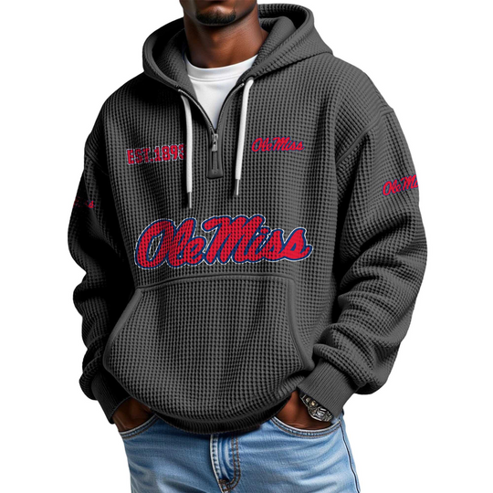 Ole Miss EST 1893 Quarter Zip Waffle Hoodie