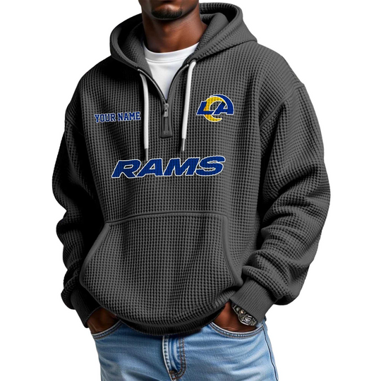 Discover Rams Personalized Quarter Zip Waffle Hoodie