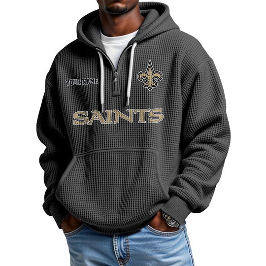 Saints Personalized Quarter Zip Waffle Hoodie