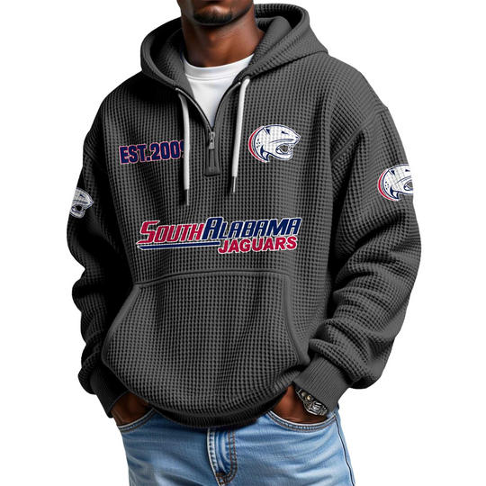 Discover South Albm Jaguars EST 2009 Quarter Zip Waffle Hoodie