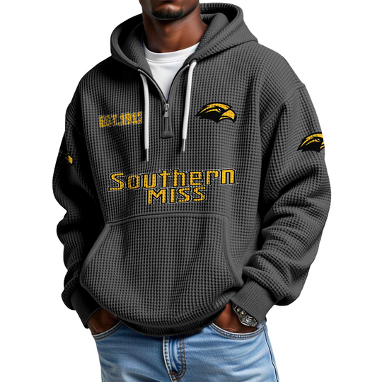 Discover Southern Miss EST 1912 Quarter Zip Waffle Hoodie