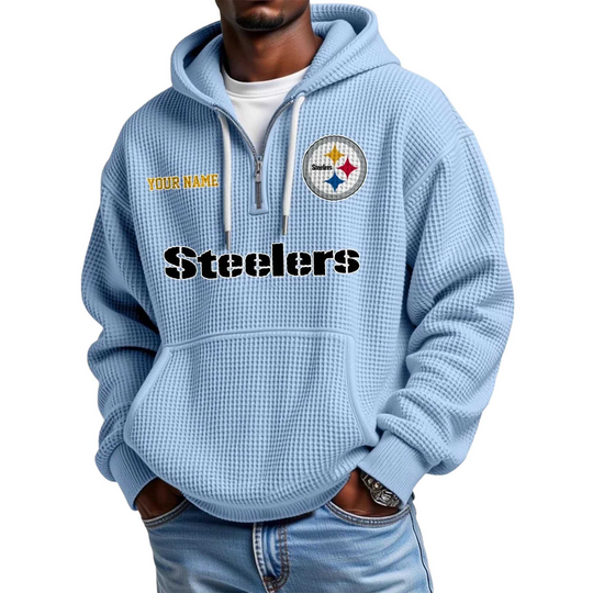 Discover Steeler Personalized Quarter Zip Waffle Hoodie