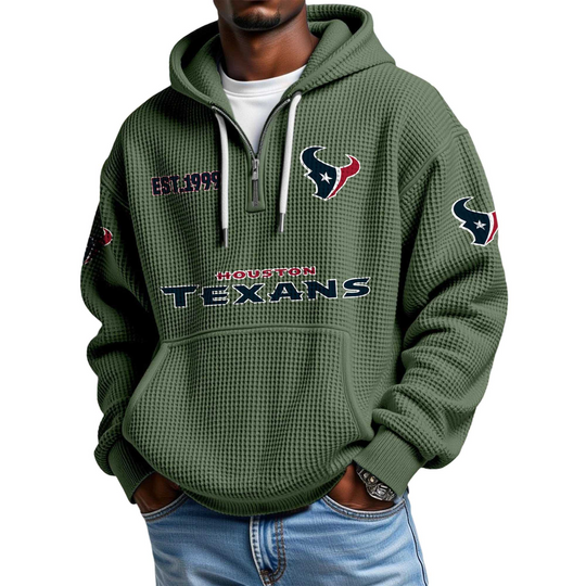 Discover Texans EST 1999 Quarter Zip Waffle Hoodie