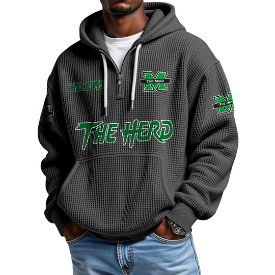 Discover The Herd EST 1895 Quarter Zip Waffle Hoodie