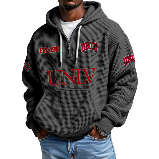 Discover UNLV EST 1968 Quarter Zip Waffle Hoodie
