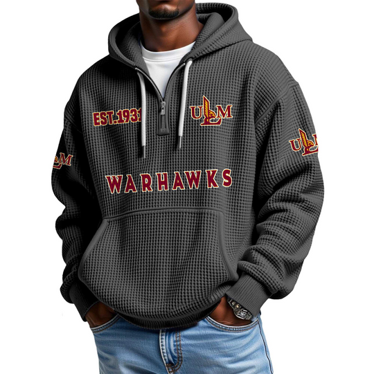 Discover Warhawks EST 1931 Quarter Zip Waffle Hoodie