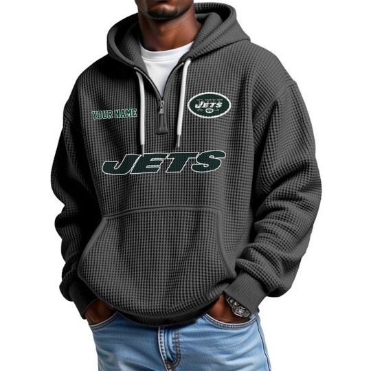 Discover Jets Personalized Quarter Zip Waffle Hoodie
