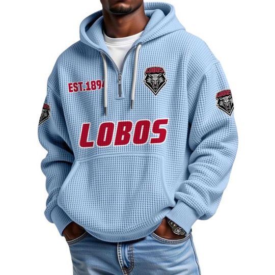 Discover Lobos EST 1894 Quarter Zip Waffle Hoodie