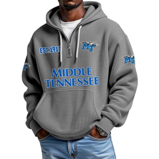 Discover Middle Tennessee EST 1911 Quarter Zip Waffle Hoodie