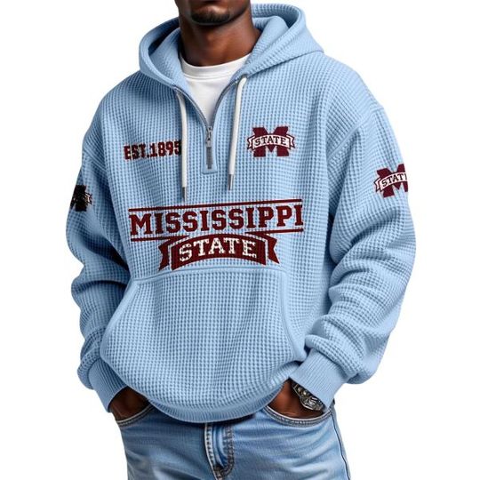 Mississippi State EST 1895 Quarter Zip Waffle Hoodie