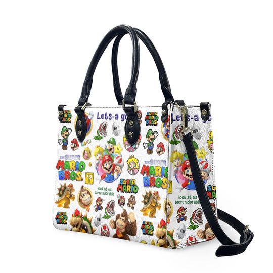 Super Mario Leather Handbag, Super Mario Lovers Leather Bag Gift