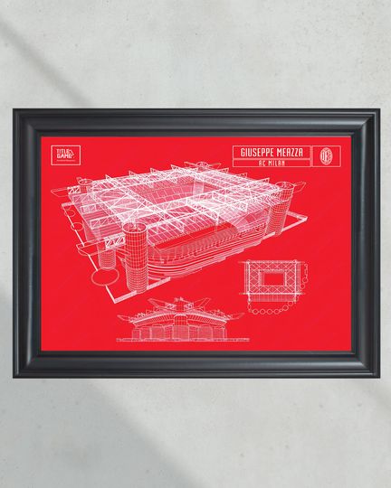 AC Milan San Siro Stadium Blueprint - Italian Football Wall Art (NO FRAMED)