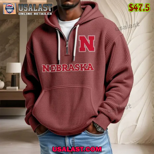 Nebraska Cornhuskers Waffle Half Zip Hoodie