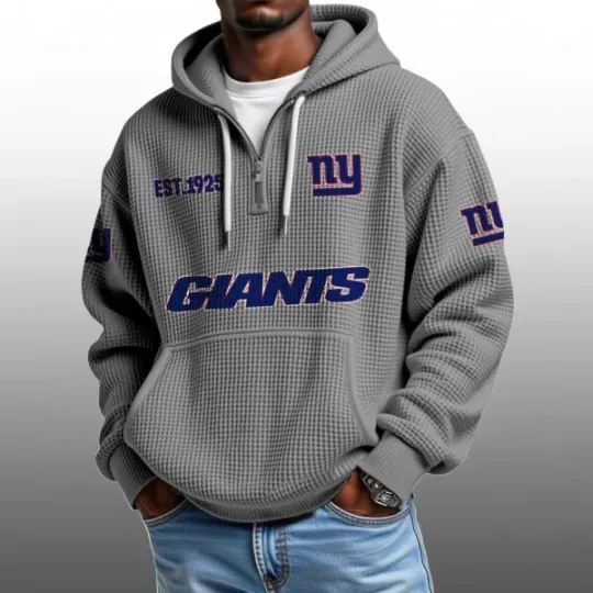 NY Giants EST 1925 Half Quarter Zip Waffle Hoodie