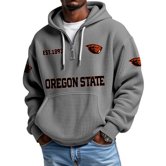 Oregon State EST 1893 Quarter Zip Waffle Hoodie