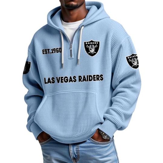 Raiders EST 1960 Quarter Zip Waffle Hoodie