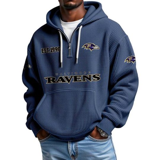 Ravens EST 1996 Quarter Zip Waffle Hoodie