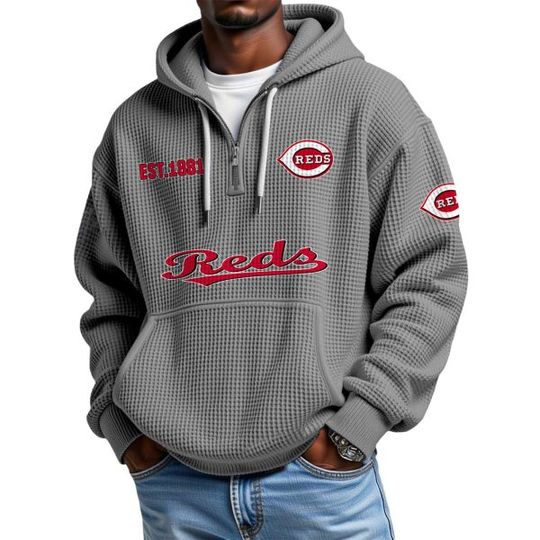 Discover Reds EST 1881 Quarter Zip Waffle Hoodie