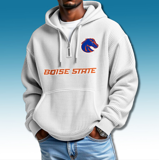 Discover Boise State Broncos Waffle Quarter Zip Hoodie 2025
