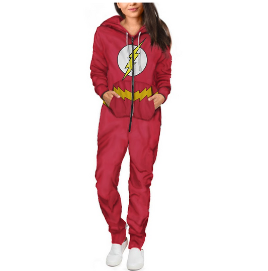 Mens' The Flash Superhero Character Hooded Jumpsuit | Sleep Pajama